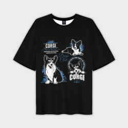 Мужская футболка oversize 3D Собака Корги Welsh-Corgi
