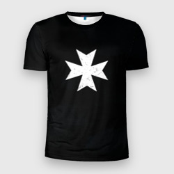 Мужская футболка 3D Slim Черные Храмовники раскраска доспеха