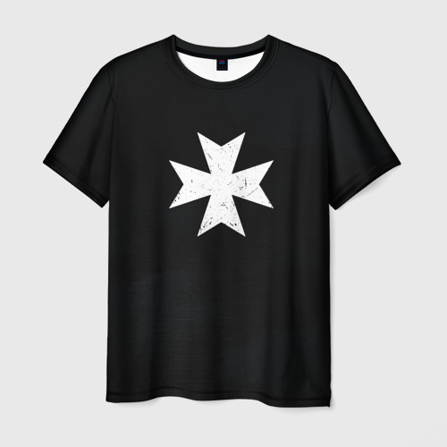 Мужская футболка с принтом Черные Храмовники раскраска доспеха, вид спереди №1