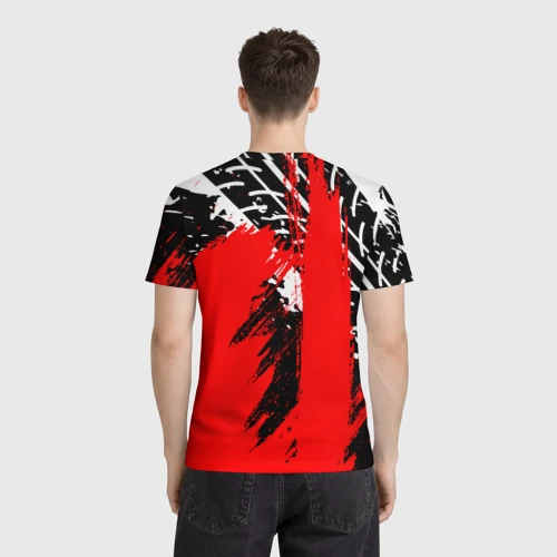 Мужская футболка 3D с принтом Mitsubishi Мицубиси Митсубиси Мицубиши, вид сзади #2