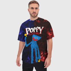 Мужская футболка oversize 3D Poppy Playtime Huggy Wuggy - фото 2