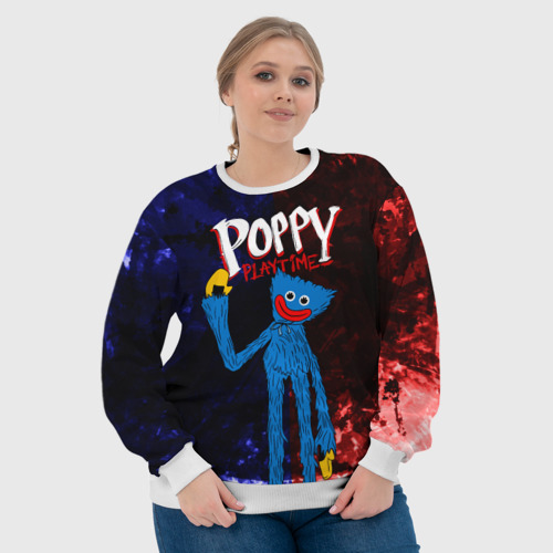 Женский свитшот 3D Poppy Playtime Huggy Wuggy, цвет 3D печать - фото 6