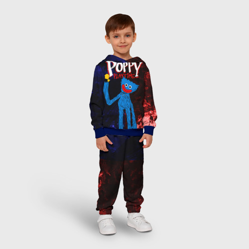 Детский костюм с толстовкой 3D Poppy Playtime Huggy Wuggy, цвет синий - фото 3