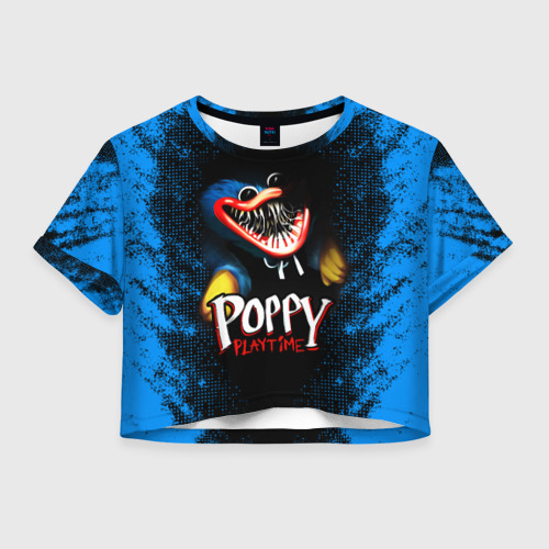 Женская футболка Crop-top 3D Poppy Playtime Хагги Вагги Поппи плейтайм, цвет 3D печать