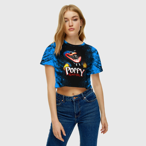 Женская футболка Crop-top 3D Poppy Playtime Хагги Вагги Поппи плейтайм, цвет 3D печать - фото 3