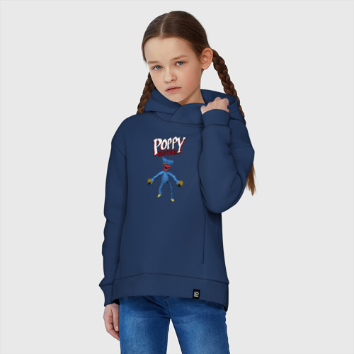 Детское худи Oversize хлопок Poppy Playtime Monster Huggy, цвет темно-синий - фото 3