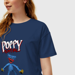 Женская футболка хлопок Oversize Poppy Playtime Monster Huggy - фото 2