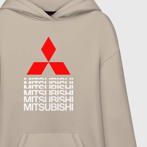 Худи SuperOversize хлопок Mitsubishi Мицубиси Митсубиси Мицубиши logo style, цвет миндальный - фото 3