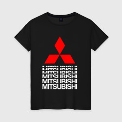 Женская футболка хлопок Mitsubishi Мицубиси Митсубиси Мицубиши logo style