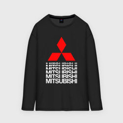 Женский лонгслив oversize хлопок Mitsubishi Мицубиси Митсубиси Мицубиши logo style