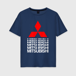 Женская футболка хлопок Oversize Mitsubishi Мицубиси Митсубиси Мицубиши logo style