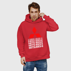 Мужское худи Oversize хлопок Mitsubishi Мицубиси Митсубиси Мицубиши logo style - фото 2