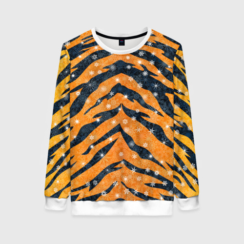Женский свитшот 3D Новогодняя шкура тигра, цвет 3D печать