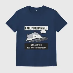 Мужская футболка хлопок I are programmer beep boop - мем Кот программист