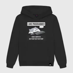 Мужская толстовка хлопок I are programmer beep boop - мем Кот программист
