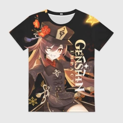 Женская футболка 3D Ху Тао - Геншин Импакт