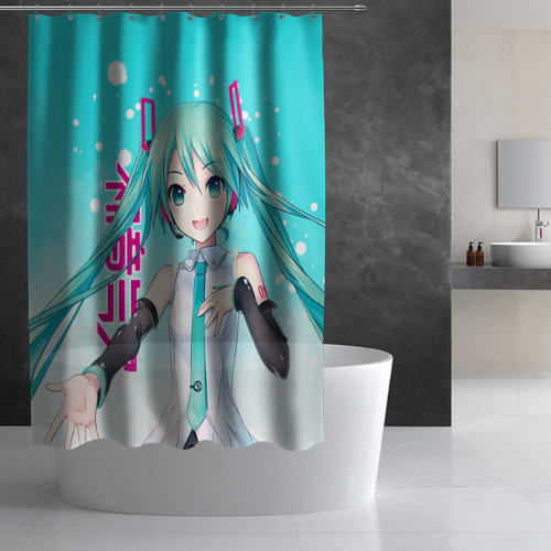 Штора 3D для ванной Hatsune Miku, Мику Хацунэ - фото 2