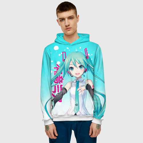 Мужская толстовка 3D Hatsune Miku, Мику Хацунэ, цвет белый - фото 3