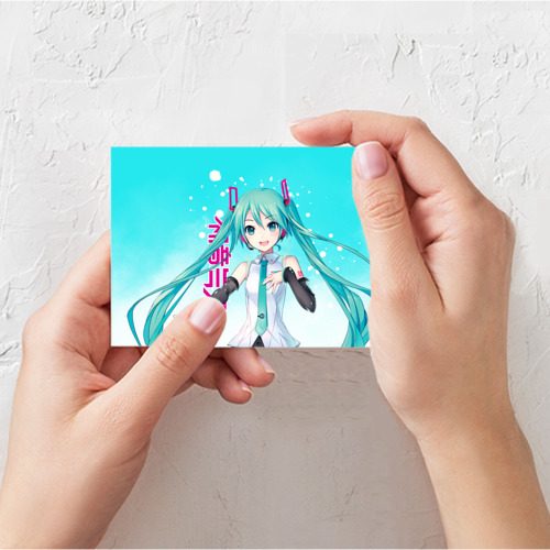 Поздравительная открытка Hatsune Miku, Мику Хацунэ, цвет белый - фото 3