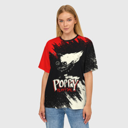 Женская футболка oversize 3D Poppy Playtime Хагги Вагги Поппи плейтайм краска - фото 2