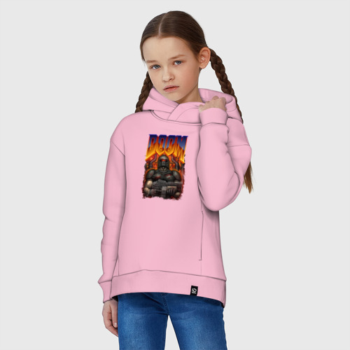 Детское худи Oversize хлопок Doom 64, цвет светло-розовый - фото 3