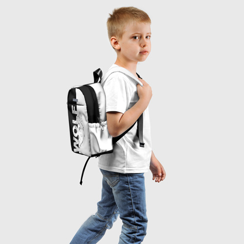 Детский рюкзак 3D с принтом WOLF (Волк), вид сзади #1