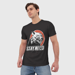 Мужская футболка 3D Stay wild Волк - фото 2