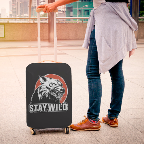 Чехол для чемодана 3D Stay wild Волк, цвет 3D печать - фото 4