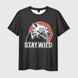 Мужская футболка 3D Stay wild Волк