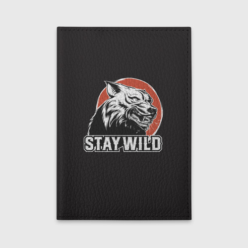 Обложка для автодокументов Stay wild Волк, цвет черный