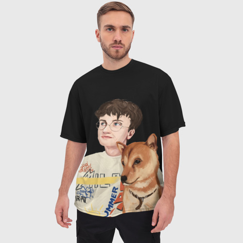 Мужская футболка oversize 3D Бульвар Депо с пёсиком, цвет 3D печать - фото 3