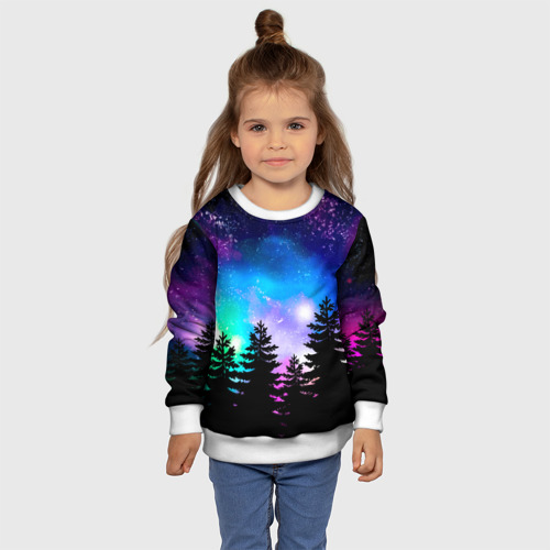 Детский свитшот 3D Космический лес, елки и звезды, цвет 3D печать - фото 7