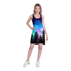 Платье-майка 3D Космический лес, елки и звезды - фото 2