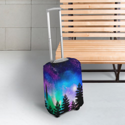 Чехол для чемодана 3D Космический лес, елки и звезды - фото 2