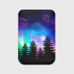 Картхолдер Magsafe магнитный Космический лес, елки и звезды