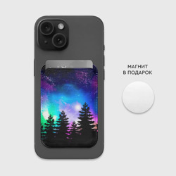 Картхолдер Magsafe магнитный Космический лес, елки и звезды - фото 2