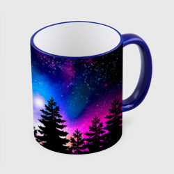 Кружка с полной запечаткой Космический лес, елки и звезды