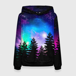 Женская толстовка 3D Космический лес, елки и звезды