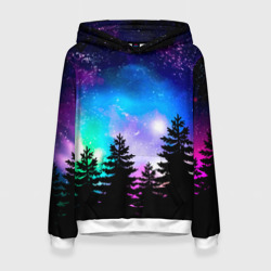 Женская толстовка 3D Космический лес, елки и звезды