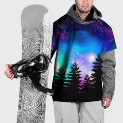 Накидка на куртку 3D Космический лес, елки и звезды