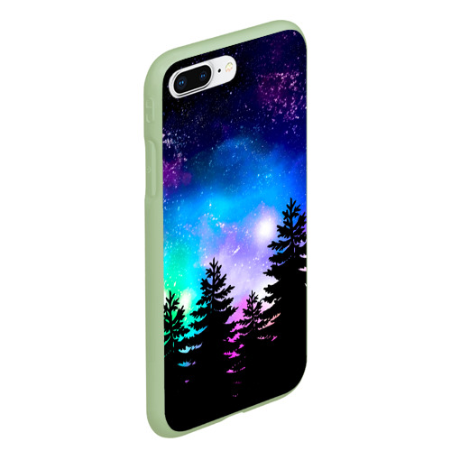 Чехол для iPhone 7Plus/8 Plus матовый с принтом Космический лес, елки и звезды, вид сбоку #3