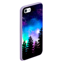 Чехол для iPhone 5/5S матовый Космический лес, елки и звезды - фото 2