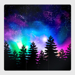 Магнитный плакат 3Х3 Космический лес, елки и звезды