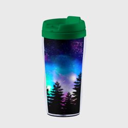 Термокружка-непроливайка Космический лес, елки и звезды