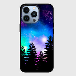 Чехол для iPhone 13 Pro Космический лес, елки и звезды