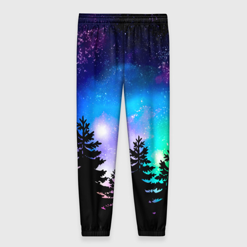 Женские брюки 3D Космический лес, елки и звезды, цвет 3D печать - фото 2