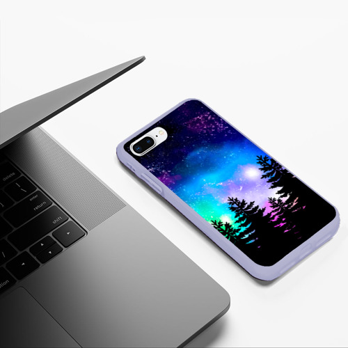 Чехол для iPhone 7Plus/8 Plus матовый Космический лес, елки и звезды, цвет светло-сиреневый - фото 5