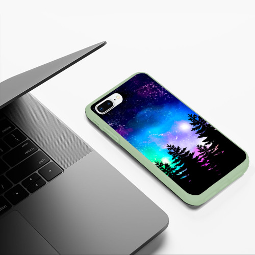 Чехол для iPhone 7Plus/8 Plus матовый с принтом Космический лес, елки и звезды, фото #5