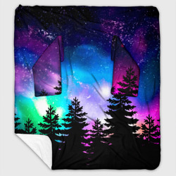 Плед с рукавами Космический лес, елки и звезды