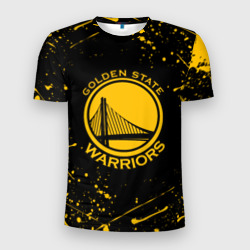 Мужская футболка 3D Slim Golden State Warriors: брызги красок